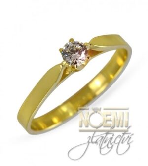 Briliantový prsten ze žlutého zlata 0007 + DÁREK ZDARMA