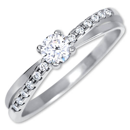 Brilio Půvabný prsten s krystaly z bílého zlata 229 001 00810 07 54 mm