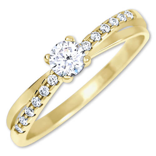 Brilio Půvabný prsten s krystaly ze zlata 229 001 00810 55 mm