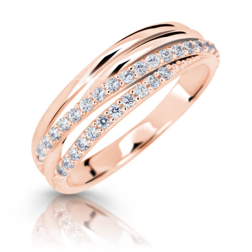 Cutie Jewellery Třpytivý prsten z růžového zlata Z6716-3352-10-X-4 48 mm