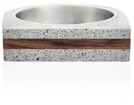 Gravelli Betonový prsten šedý Stamp Wood GJRUWOG004 56 mm