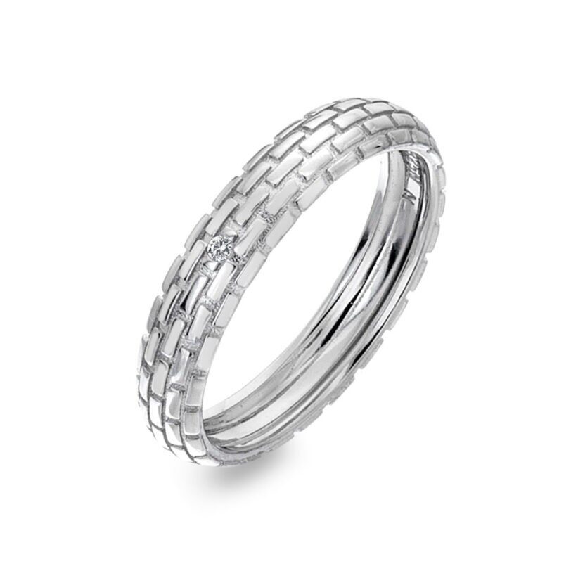 Hot Diamonds Moderní stříbrný prsten s diamantem Woven DR234 60 mm