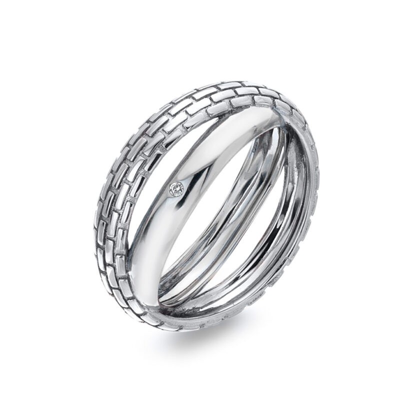 Hot Diamonds Originální stříbrný prsten s diamantem Woven DR235 59 mm
