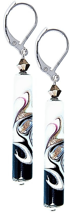 Lampglas Elegantní náušnice Black & White s unikátní perlou Lampglas EPR11