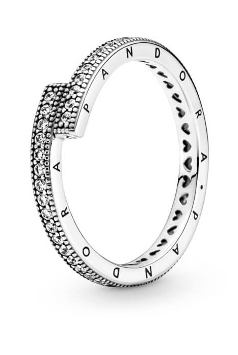 Pandora Něžný stříbrný prsten Logo a srdíčka 199491C01 60 mm