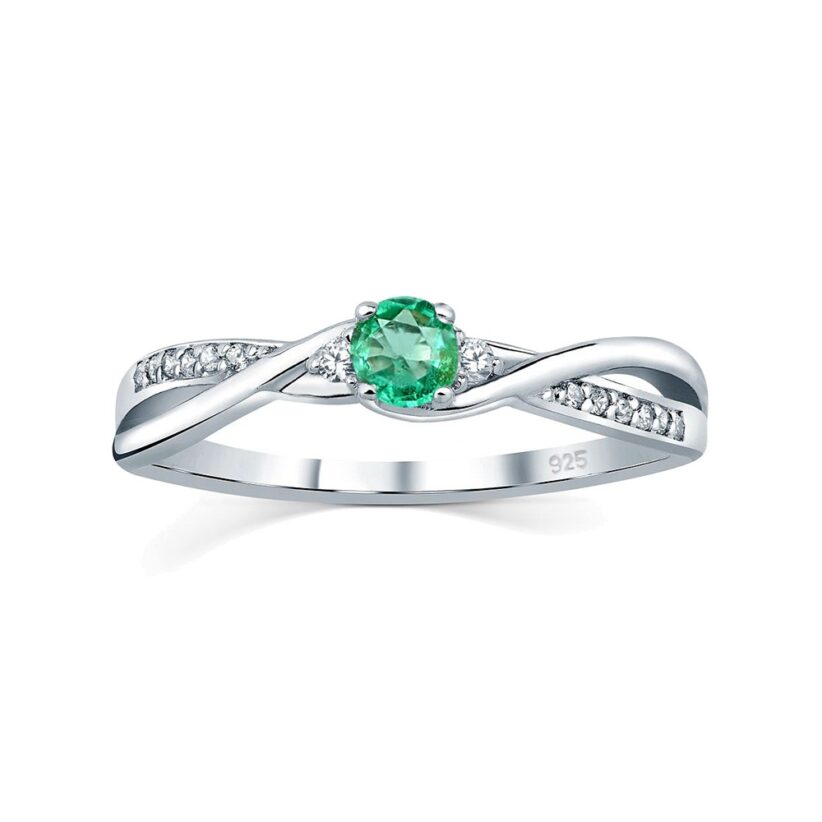 Silvego Stříbrný prsten s pravým přírodním smaragdem JJJR1100ER 56 mm