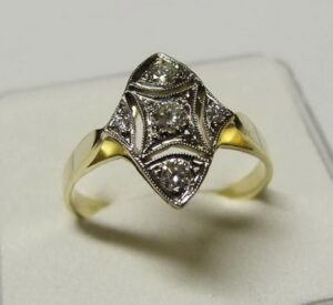 Zlatý prsten s diamanty/brilianty 0005 + DÁREK ZDARMA