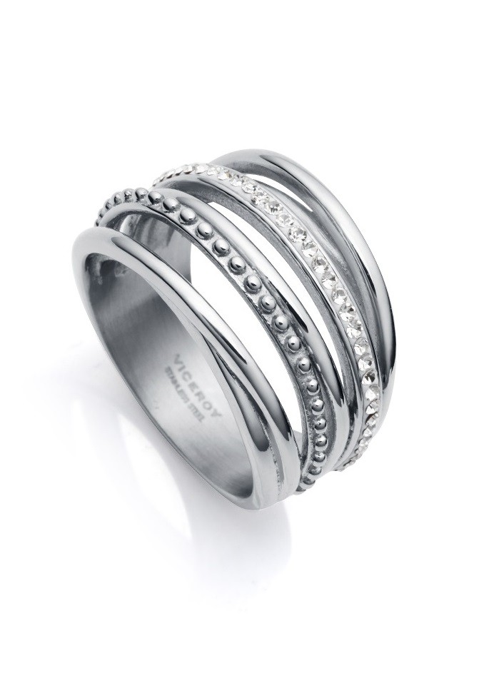 Viceroy Výrazný ocelový prsten s kubickými zirkony Chic 75306A01 56 mm