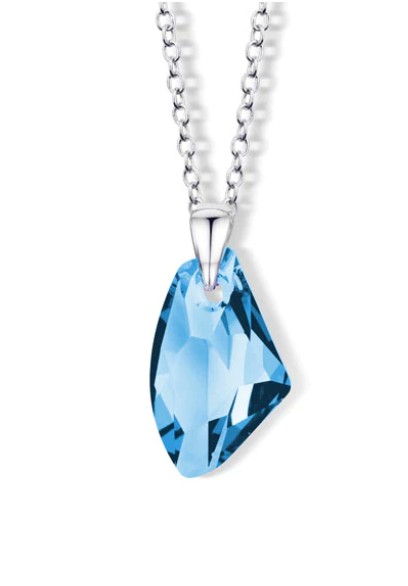 CRYSTalp Třpytivý stříbrný náhrdelník s modrým křišťálem Hanna 30035.AQU.S
