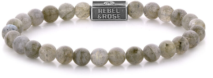 Rebel&Rose Stříbrný korálkový náramek Labradorite Shield RR-6S005-S 19 cm - L